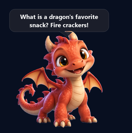 Ember telling a dragon joke in a speech bubble